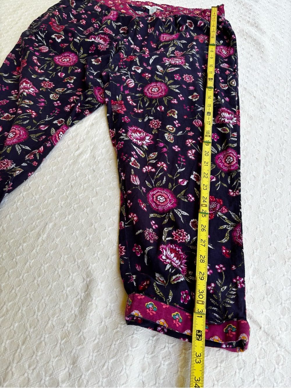 Sundance Navy and Pink Floral Pajama Bottoms - Picture 9 of 11